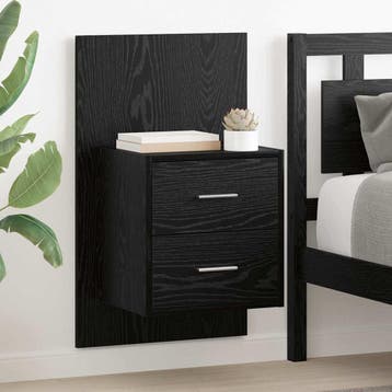 vidaXL Wandkastje 2 st Zwart Eiken 48,5 x 32,5 x 80 cm, Minder dan 45 cm, Verzenden, Nieuw, 70 cm of meer