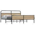 vidaXL Bedframe zonder matras metaal gerookt eikenkleurig, Huis en Inrichting, Slaapkamer | Bedden, Bruin, Verzenden, Overige maten