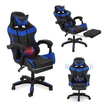 Massage Gamingstoel – Ergonomisch, Draaibaar & Met Voetsteun, Verzenden, Nieuw