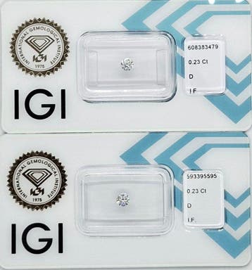 2 pcs Diamant (Natuurlijk) - 0.46 ct - Rond - D (kleurloos), Nieuw