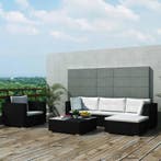 vidaXL 6-delige Loungeset met kussens poly rattan zwart, 6 zitplaatsen, Nieuw, Loungeset, Verzenden