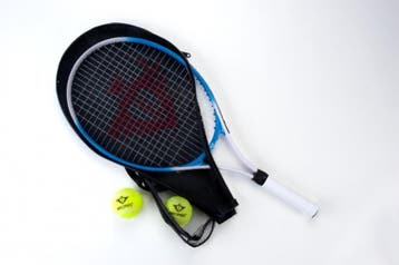Tennisracket 25” Aluminium Blauw – Inclusief 2 Tennisballen, Sport en Fitness, Tennis, Ophalen of Verzenden, Zo goed als nieuw