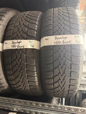 185-60-15 Dunlop Winterbanden 5.5mm Incl Montage 185 60 15, Ophalen, Gebruikt, 15 inch, Band(en)