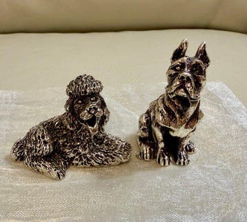 Beeldje - Florence Silversmith - Poodle and Pitbull Dog SET