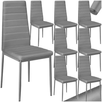 Eetkamerstoelen, kunstleer - grijs, Set van 8, Huis en Inrichting, Stoelen, Verzenden, Nieuw