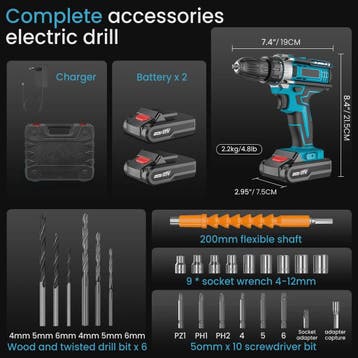 Accu Klopboormachine 18V - Krachtige Elektrische Schroefmach, Verzenden, Nieuw
