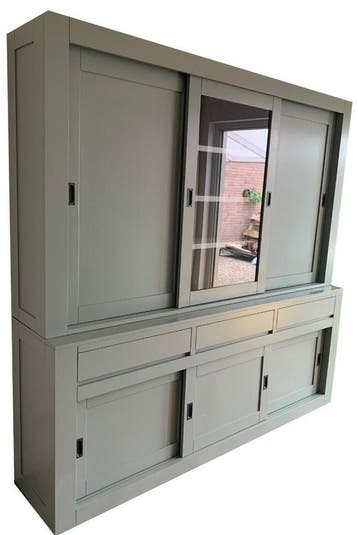 Buffetkast Engels groen - groen Vaassen greeploos 220cm, Ophalen of Verzenden, Nieuw