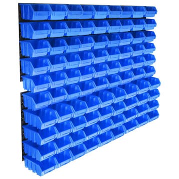 vidaXL 96-delige Opslagbakkenset met wandpanelen blauw, Verzenden, Nieuw