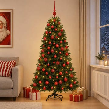 vidaXL Kunstkerstboom met kerstbal 240 cm 300 LEDs Warmwit, Verzenden, Nieuw