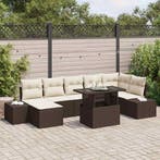 vidaXL Tuin Sofa Set met opslag 8 pcs Bruin Poly riet, Verzenden, Nieuw, Rotan, 8 zitplaatsen