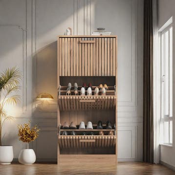 Houten Schoenenkast met Klapdeuren en Stofvrije Opbergruimte, Verzenden, Nieuw