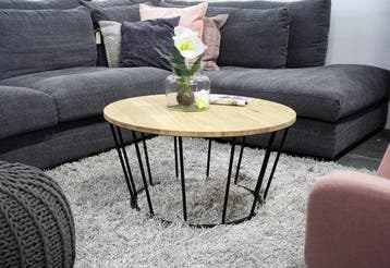 Spinder Design Framer - Salontafel - Ø80 cm - Zwart/Eiken, Verzenden, Nieuw