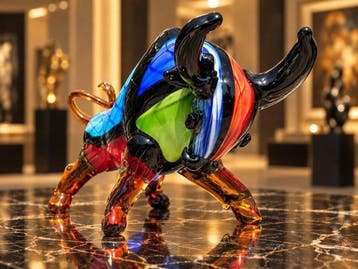 sculptuur, Handgemaakte glazen stier in Murano stijl –