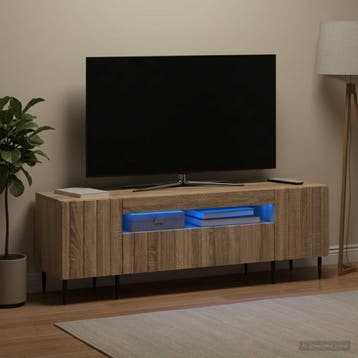 vidaXL LED tv-meubel ZWOLLE 153 x 35 x 43 cm Sonoma Eiken, Minder dan 50 cm, Verzenden, Nieuw, Minder dan 100 cm
