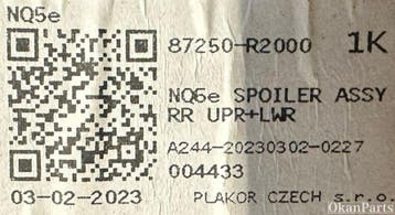 Kia Sportage V NQ5 achterklep spoiler 87210-R2000, Auto-onderdelen, Ophalen, Gebruikt, Voor