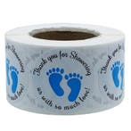 500 Stickers Op Rol - 2.5cm - Babyshower Blauw -, Verzenden, Nieuw