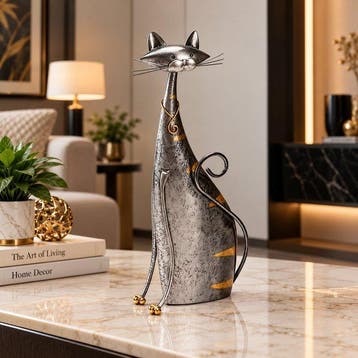 sculptuur, Long-Neck Cat Sculpture Decorative Figurine - 41