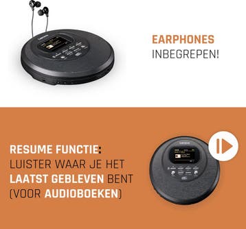Discman - CD Speler - MP3 Speler - Anti Shock - Zwart - Lenc, Verzenden, Zo goed als nieuw