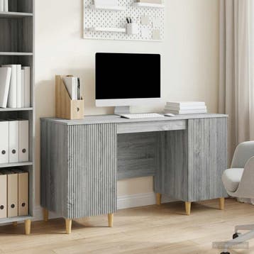 vidaXL Bureau met plank Grijs sonoma 142,5 x 50 x 75 cm, Huis en Inrichting, Bureaus, Verzenden, Nieuw
