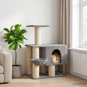 vidaXL Kattenboom met sisal krabpalen Lichtgrijs 96 cm, Verzenden, Nieuw