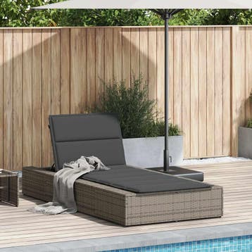 vidaXL Ligbed met zwevend kussen poly rattan grijs, Verzenden, Nieuw