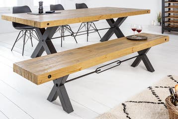 Massief houten bank THOR 200cm vintage bruin grenen, Huis en Inrichting, Banken | Bankstellen, Ophalen of Verzenden, Nieuw