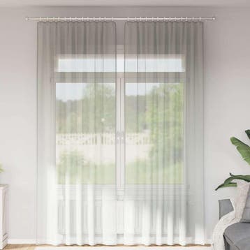 vidaXL Gordijnen voile met roedezakken 2 st lichtgrijs, Verzenden, Nieuw, Grijs
