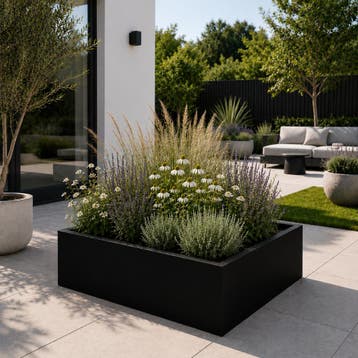 Stalen plantenbak 100x100x40 cm  Zwart, Verzenden, Nieuw, Vierkant, Metaal