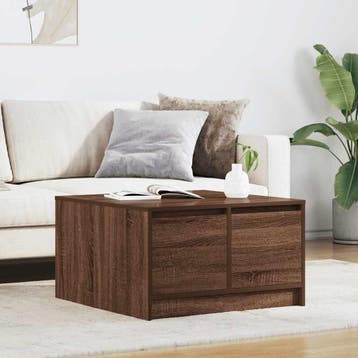 vidaXL Salontafel met lades 70,5x70x40 cm bruin eikenkleurig, Huis en Inrichting, Tafels | Salontafels, Verzenden, Nieuw, Overige houtsoorten