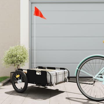 vidaXL Fietstrailer oxford stof en ijzer zwart, Fietsen en Brommers, Verzenden, Nieuw