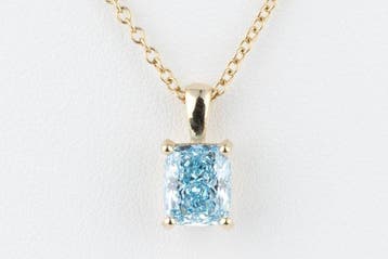 Ketting - 14 karaat Geel goud - 2.51ct. tw. Blauw Diamant