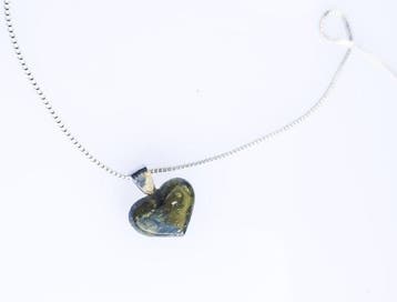 Moldaviet Gegraveerd hart / 925 zilver / hanger - Hoogte: 14
