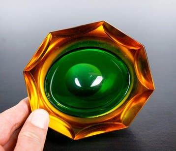 Vintage Murano, Uran Glass - Schotel - Muranoglas - Kom -, Antiek en Kunst, Antiek | Glas en Kristal