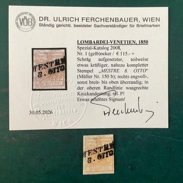 Italiaanse oude staten - Lombardije Venetië 1850 - 5 cent, Gestempeld