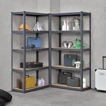 Stellingkast / Opbergkast - Set van 2 - 180x90x40 cm grijs, Verzenden, Nieuw
