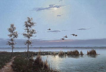 Gien van de Velde (1944-2023) - Landschap met eenden