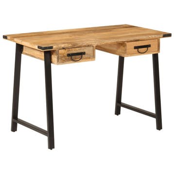 vidaXL Bureau met lades 105x55x70 cm massief mangohout en, Huis en Inrichting, Verzenden, Nieuw