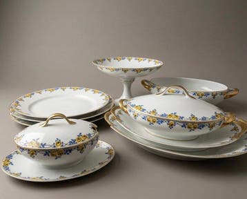 T&V Limoges - Tafelservies (9) - Porselein, Verguld