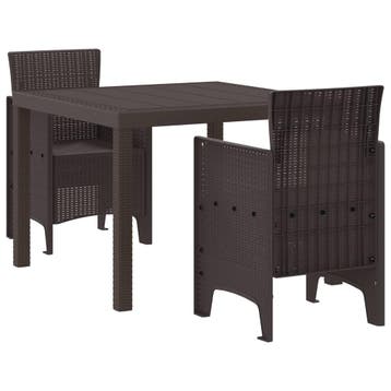 vidaXL Tuin Eetset 3 st Bruin Polypropyleen, Tuin en Terras, Verzenden, Nieuw, 3 zitplaatsen