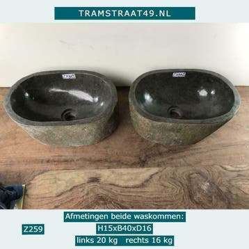 Riviersteen waskom sets, combi wasbakken uit natuursteen, Doe-het-zelf en Verbouw, Sanitair, Ophalen of Verzenden, Nieuw, Steen