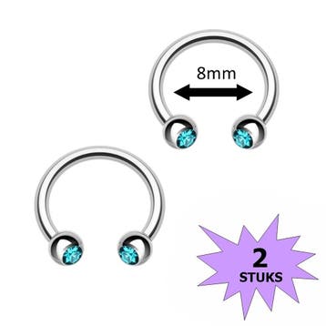 Fako Bijoux - Circular Barbell Piercing - Hoefijzer Kristal, Verzenden, Nieuw