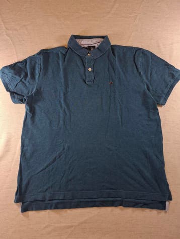 Tommy Hilfiger Polo heren, maat L Blauw/ Groen, Maat 52/54 (L), Tommy Hilfiger, Zo goed als nieuw, Verzenden