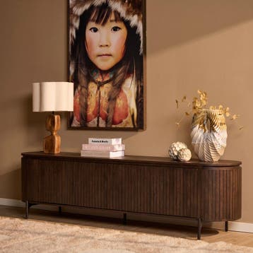 Tv meubel Solana Bruin Mangohout 210 cm | Starfurn, Huis en Inrichting, Ophalen of Verzenden, Nieuw
