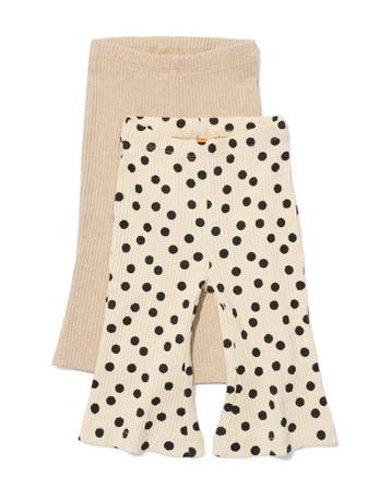HEMA Babylegging flared fit rib stippen - 2 stuks ecru, Verzenden, Nieuw