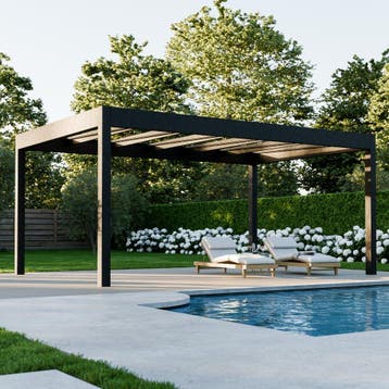 Deponti Aluminium Terrasoverkapping Pinela Glass Zwart 300 x, Nieuw