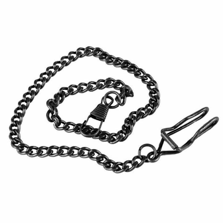 Fako - Zakhorloge Ketting - 35cm - Zwart, Sieraden, Tassen en Uiterlijk, Horloges | Heren, Verzenden
