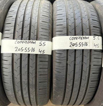 2x 205-55-16 Continental Zomer 2x5.5mm €45 PerBand 205 55 16, Auto-onderdelen, Banden en Velgen, Ophalen, Gebruikt, 16 inch, 205 mm
