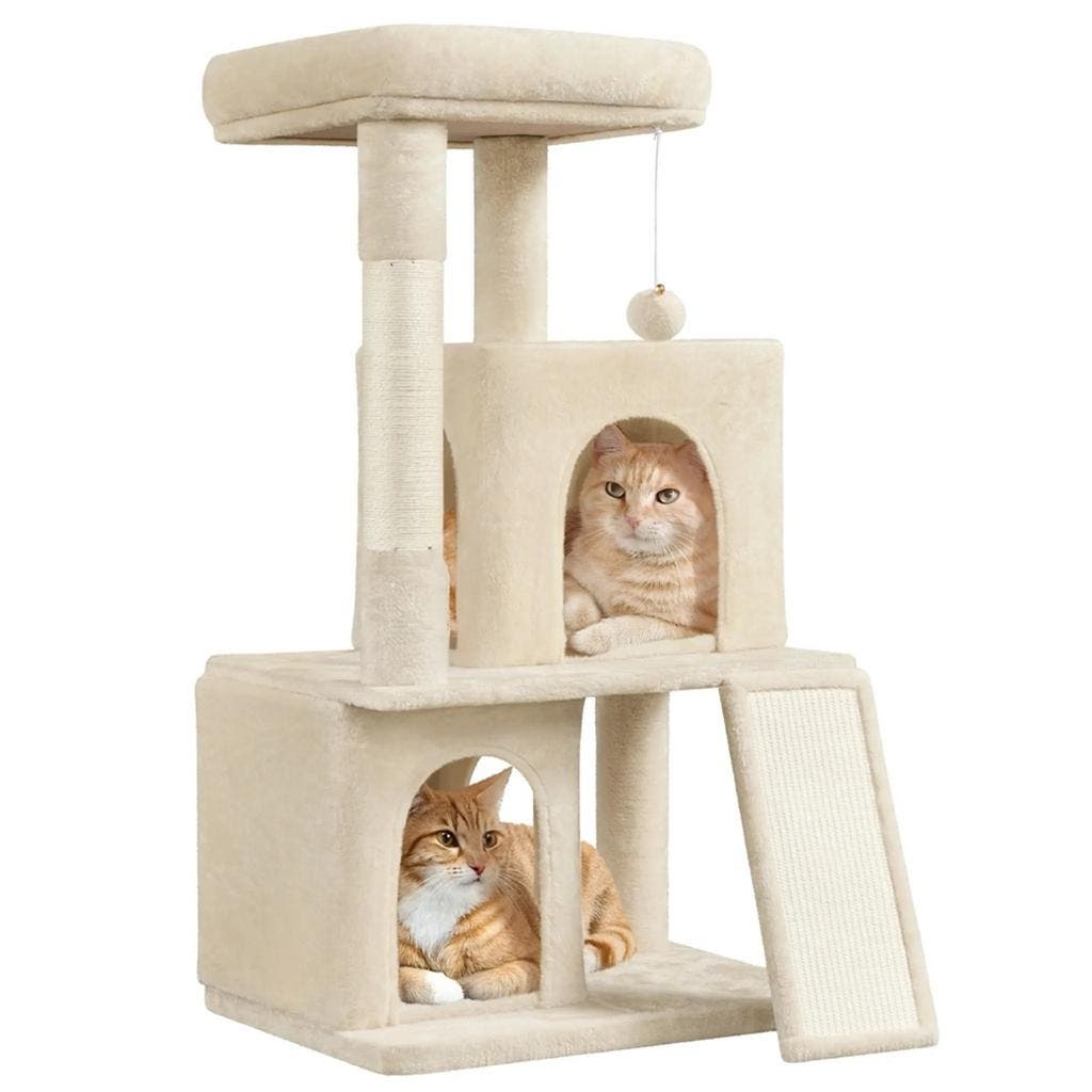 Yaheetech kat krabpaal stabiel H 145 cm robuuste klimboom kattenboom met krabplank, donkergrijs