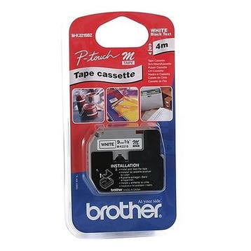 Brother M-K221SBZ niet-gelamineerde tape zwart op wit 9 mm, Verzenden, Nieuw, Printertape, Brother