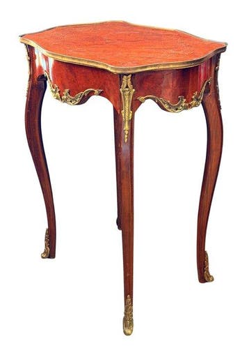 Bijzettafel - Marqueterie - Mahonie, Messing - Inschrijving